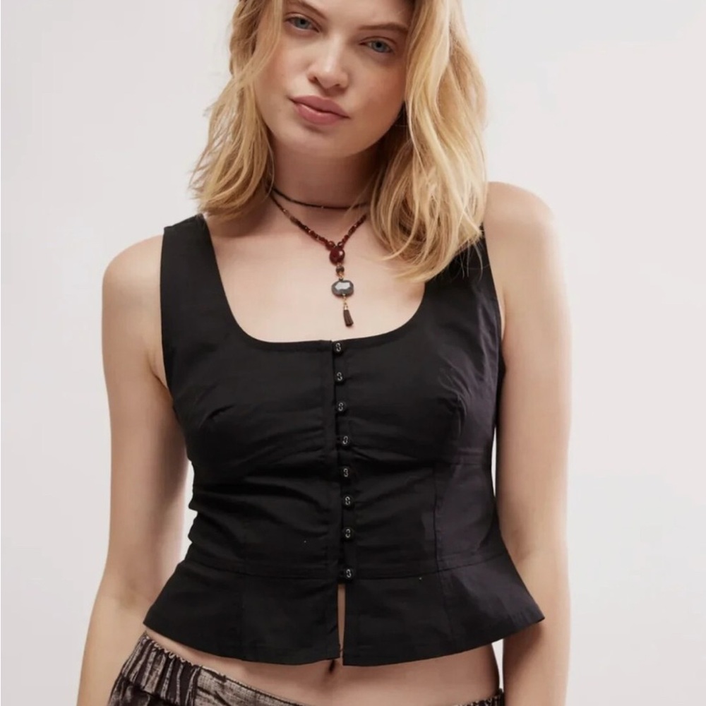 Free People Sally Corset Cropped Tank Top Small Witchy Whimsigoth Fairy Grunge - Picture 3 of 9